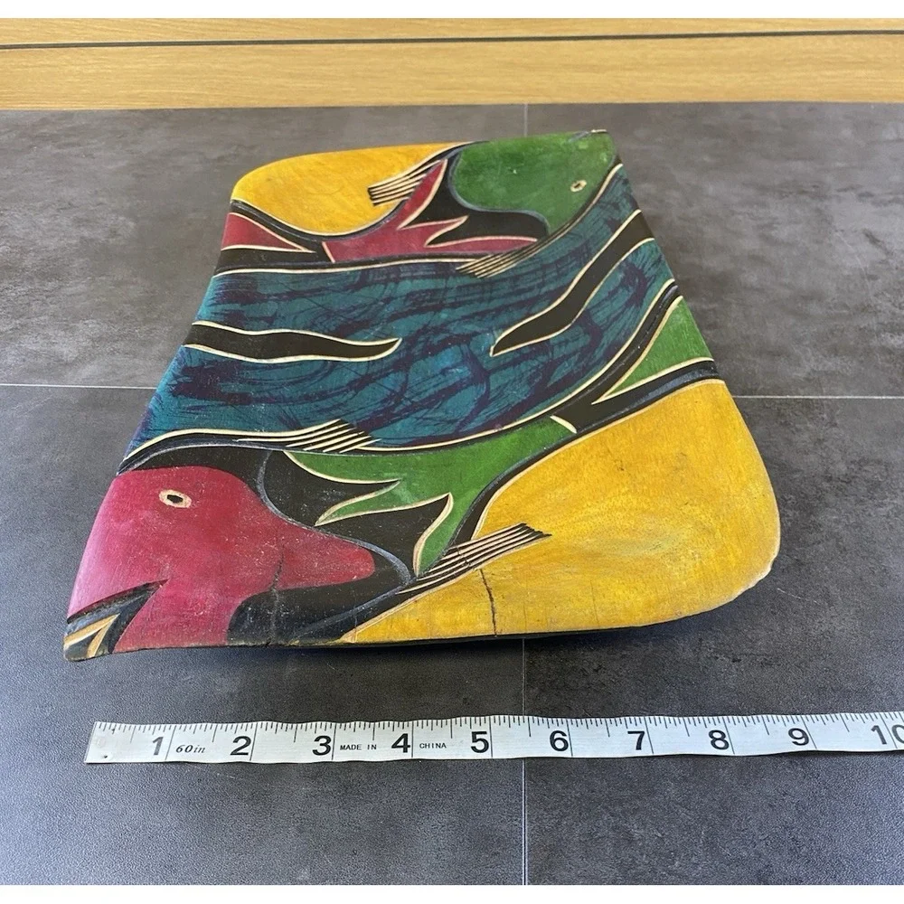 Tropical Fish Hand Painted Wooden Serving Bowl